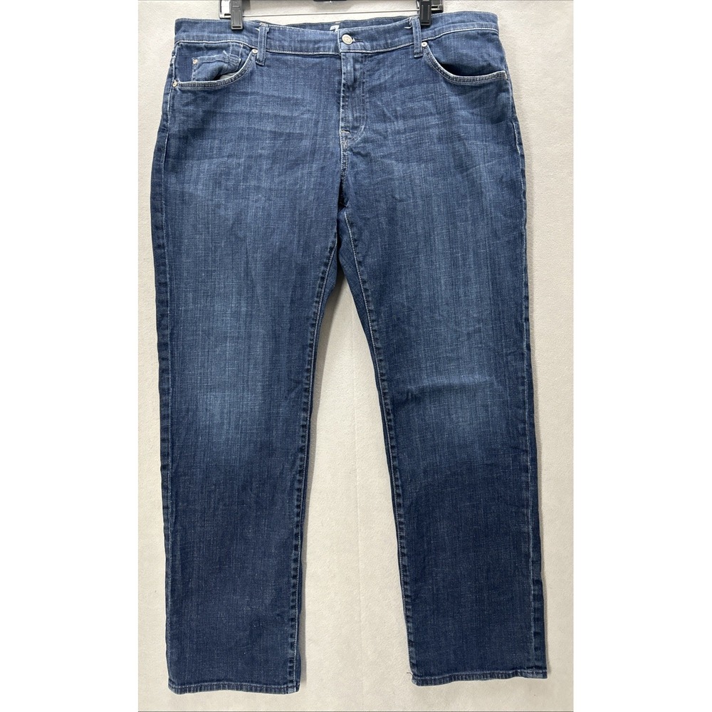 7 For All Mankind Austyn Straight Leg Jeans Dark Wash Men Size 40x32 Stretch - Picture 1 of 10